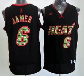 Wholesale Cheap Miami Heat #6 LeBron James Black Camo Fashion Jersey