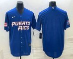 Cheap Men's Puerto Rico Baseball Blank 2023 Royal World With Patch Classic Stitched Jersey