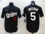 Wholesale Cheap Men's Los Angeles Dodgers #5 Freddie Freeman Black Cool Base Stitched Baseball Jersey