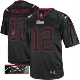 Wholesale Cheap Nike Patriots #12 Tom Brady Lights Out Black Men\'s Stitched NFL Elite Autographed Jersey