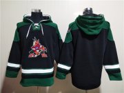 Wholesale Cheap Men's Arizona Coyotes Blank Black Green Ageless Must-Have Lace-Up Pullover Hoodie