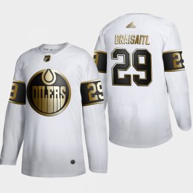 Wholesale Cheap Edmonton Oilers #29 Leon Draisaitl Men\'s Adidas White Golden Edition Limited Stitched NHL Jersey