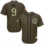 Wholesale Cheap Cubs #9 Javier Baez Green Salute to Service Stitched Youth MLB Jersey