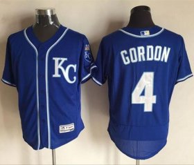 Wholesale Cheap Royals #4 Alex Gordon Royal Blue Flexbase Authentic Collection Stitched MLB Jersey