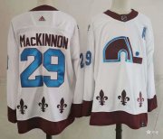 Wholesale Cheap Men's Colorado Avalanche #29 Nathan MacKinnon White Adidas 2020-21 Stitched NHL Jersey