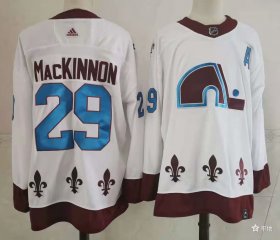 Wholesale Cheap Men\'s Colorado Avalanche #29 Nathan MacKinnon White Adidas 2020-21 Stitched NHL Jersey