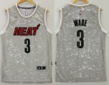 Wholesale Cheap Men's Miami Heat #3 Dwyane Wade Adidas 2015 Gray City Lights Swingman Jersey