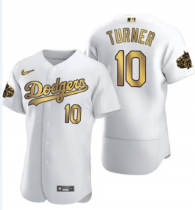 Wholesale Men\'s Los Angeles Dodgers #10 Justin Turner White 2022 All Star Stitched Flex Base Nike Jersey