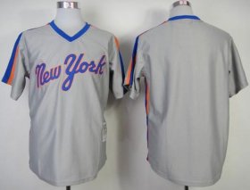 Wholesale Cheap Mitchell And Ness Mets Blank Grey Throwback Stitched MLB Jersey