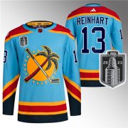 Wholesale Cheap Men's Florida Panthers #13 Sam Reinhart Blue 2023 Stanley Cup Final Reverse Retro Stitched Jersey