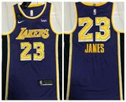 Wholesale Cheap Men's Los Angeles Lakers #23 LeBron James Purple With KB Patch NEW 2021 Nike Wish AU Stitched NBA Jersey