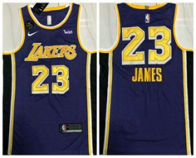 Wholesale Cheap Men\'s Los Angeles Lakers #23 LeBron James Purple With KB Patch NEW 2021 Nike Wish AU Stitched NBA Jersey