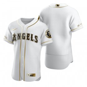 Wholesale Cheap Los Angeles Angels Blank White Nike Men\'s Authentic Golden Edition MLB Jersey