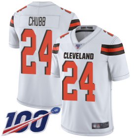 Wholesale Cheap Nike Browns #24 Nick Chubb White Men\'s Stitched NFL 100th Season Vapor Limited Jersey