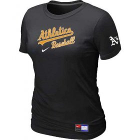 Wholesale Cheap Women\'s Oakland Athletics Nike Short Sleeve Practice MLB T-Shirt Black
