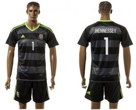 Wholesale Cheap Wales #1 Hennessey Black Away Soccer Club Jersey