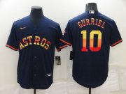 Wholesale Cheap Men's Houston Astros #10 Yuli Gurriel Navy Blue Rainbow Stitched MLB Cool Base Nike Jersey