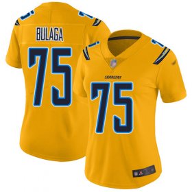 Wholesale Cheap Nike Chargers #75 Bryan Bulaga Gold Women\'s Stitched NFL Limited Inverted Legend Jersey