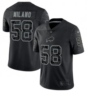 Wholesale Cheap Men\'s Buffalo Bills #58 Matt Milano Black Reflective Limited Stitched Football Jersey