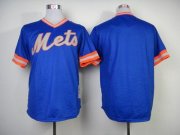 Wholesale Cheap Mitchell And Ness Mets Blank Blue Throwback Stitched MLB Jersey