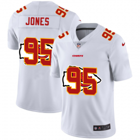 Wholesale Cheap Kansas City Chiefs #95 Chris Jones White Men\'s Nike Team Logo Dual Overlap Limited NFL Jersey