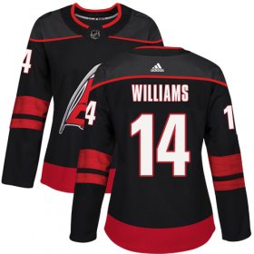 Wholesale Cheap Adidas Hurricanes #14 Justin Williams Black Alternate Authentic Women\'s Stitched NHL Jersey