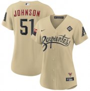 Women's Arizona Diamondbacks #51 Randy Johnson Gold 2023 World Series City Connect Stitched Baseball Jersey(Run Small)