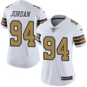 Wholesale Cheap Nike Saints #94 Cameron Jordan White Women\'s Stitched NFL Limited Rush Jersey
