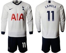 Wholesale Cheap Tottenham Hotspur #11 Lamela Home Long Sleeves Soccer Club Jersey