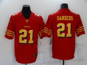 Wholesale Cheap Men's San Francisco 49ers #21 Deion Sanders Red Gold 2021 Vapor Untouchable Stitched NFL Nike Limited Jersey