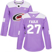 Wholesale Cheap Adidas Hurricanes #27 Justin Faulk Purple Authentic Fights Cancer Women's Stitched NHL Jersey