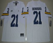 Wholesale Cheap Men's Michigan Wolverines #21 Desmond Howard White Stitched NCAA Brand Jordan College Football Elite Jersey