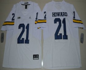 Wholesale Cheap Men\'s Michigan Wolverines #21 Desmond Howard White Stitched NCAA Brand Jordan College Football Elite Jersey