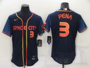 Wholesale Cheap Men's Houston Astros #3 Jeremy Pena Number 2022 Navy Blue City Connect Flex Base Stitched Baseball Jersey