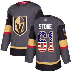 Wholesale Cheap Adidas Golden Knights #61 Mark Stone Grey Home Authentic USA Flag Stitched NHL Jersey
