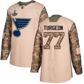 Wholesale Cheap Adidas Blues #77 Pierre Turgeon Camo Authentic 2017 Veterans Day Stanley Cup Champions Stitched NHL Jersey