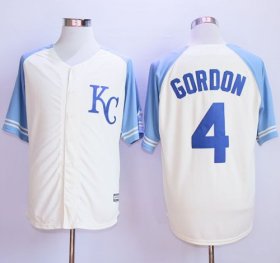 Wholesale Cheap Royals #4 Alex Gordon Cream Exclusive Vintage Stitched MLB Jersey