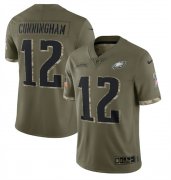 Wholesale Cheap Men's Philadelphia Eagles #12 Randall Cunningham 2022 Olive Salute To Service Limited Stitched Jersey