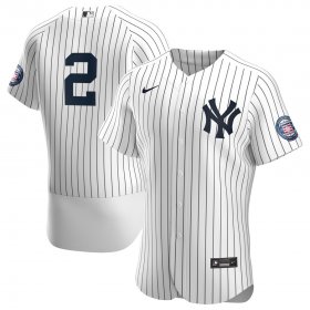 Wholesale Cheap New York Yankees #2 Derek Jeter Men\'s Nike White Navy 2020 Hall of Fame Induction Patch Authentic MLB Jersey