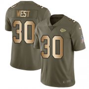 Wholesale Cheap Nike Chiefs #30 Charcandrick West Olive/Gold Men's Stitched NFL Limited 2017 Salute To Service Jersey