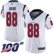 Wholesale Cheap Nike Texans #88 Jordan Akins White Women's Stitched NFL 100th Season Vapor Untouchable Limited Jersey