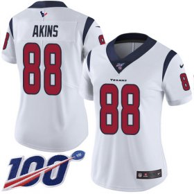 Wholesale Cheap Nike Texans #88 Jordan Akins White Women\'s Stitched NFL 100th Season Vapor Untouchable Limited Jersey