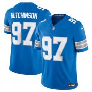 Cheap Men's Detroit Lions #97 Aidan Hutchinson Blue 2024 F.U.S.E. Vapor Limited Stitched Jersey