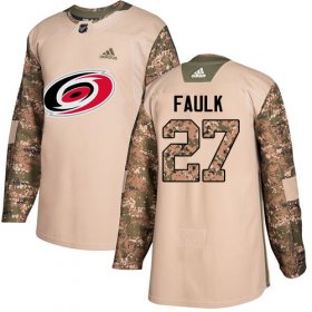 Wholesale Cheap Adidas Hurricanes #27 Justin Faulk Camo Authentic 2017 Veterans Day Stitched NHL Jersey