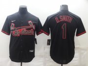 Wholesale Cheap Men's St Louis Cardinals #1 Ozzie Smith Lights Out Black Fashion Stitched MLB Cool Base Nike Jersey