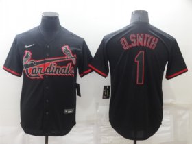 Wholesale Cheap Men\'s St Louis Cardinals #1 Ozzie Smith Lights Out Black Fashion Stitched MLB Cool Base Nike Jersey