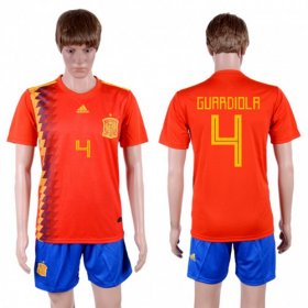 Wholesale Cheap Spain #4 Guardiola Home Soccer Country Jersey