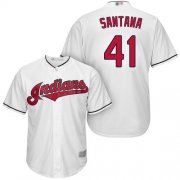 Wholesale Cheap Indians #41 Carlos Santana White New Cool Base Stitched MLB Jersey