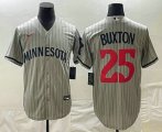 Cheap Men's Minnesota Twins #25 Byron Buxton 2023 Grey Home Team Cool Base Stitched Jersey