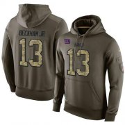 Wholesale Cheap NFL Men's Nike New York Giants #13 Odell Beckham Jr Stitched Green Olive Salute To Service KO Performance Hoodie